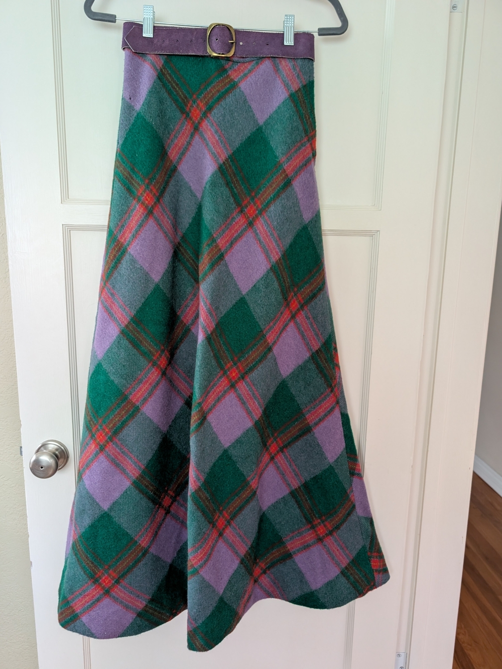 70's High-waisted A-Line Wool Maxi Skirt